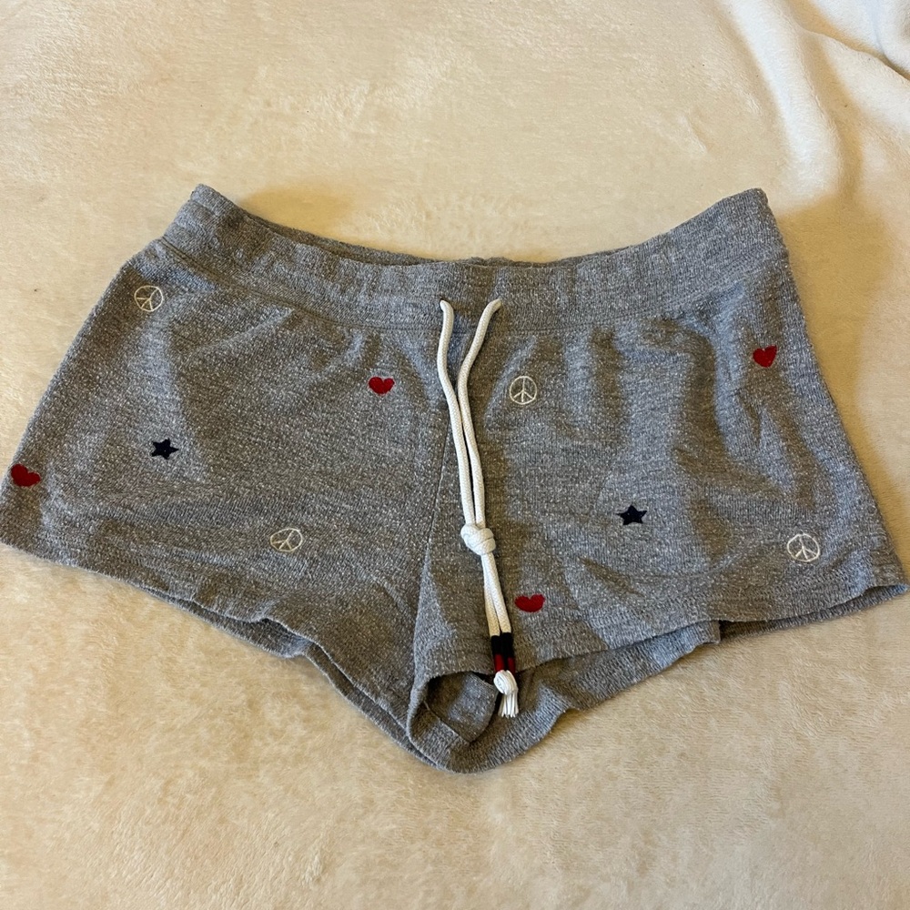 P.J. Salvage Gray Athletic Shorts with Red and Black Accents